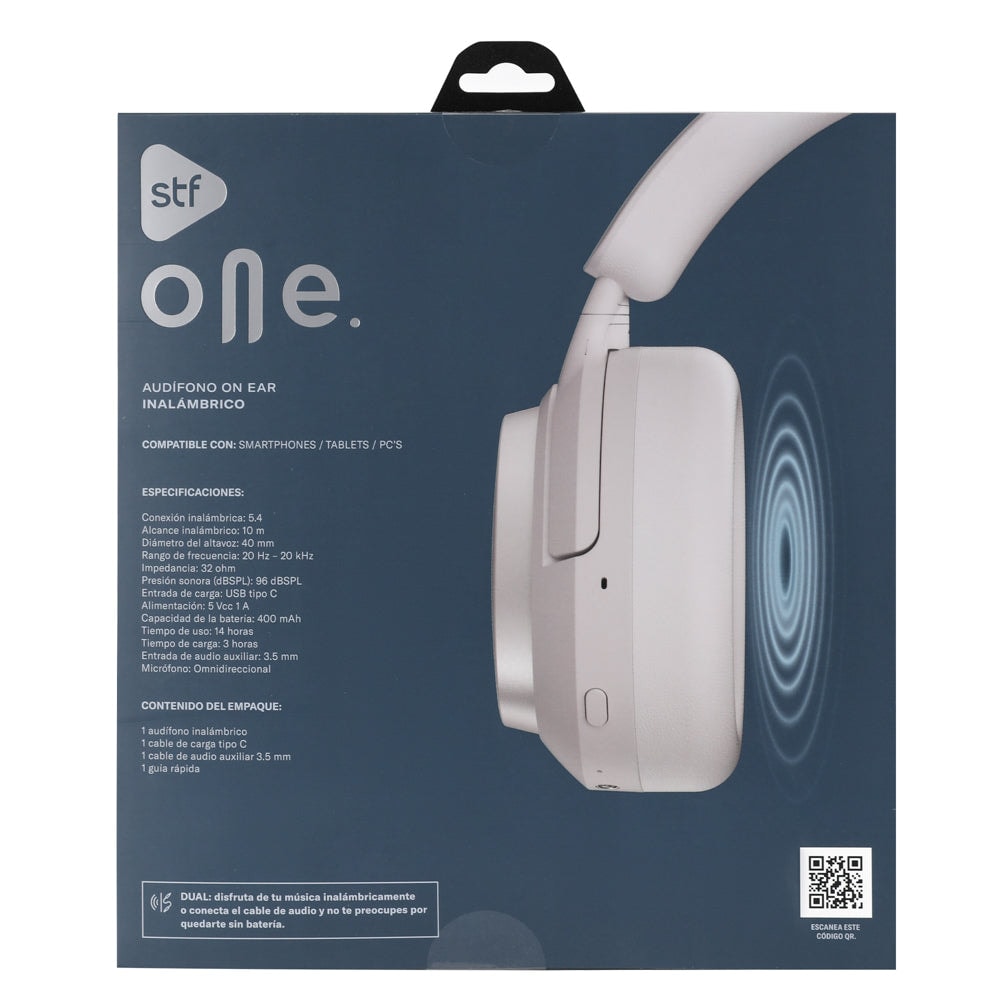Audifonos Inalámbricos On Ear One STF 14hrs Uso, Blanco — imagen 12