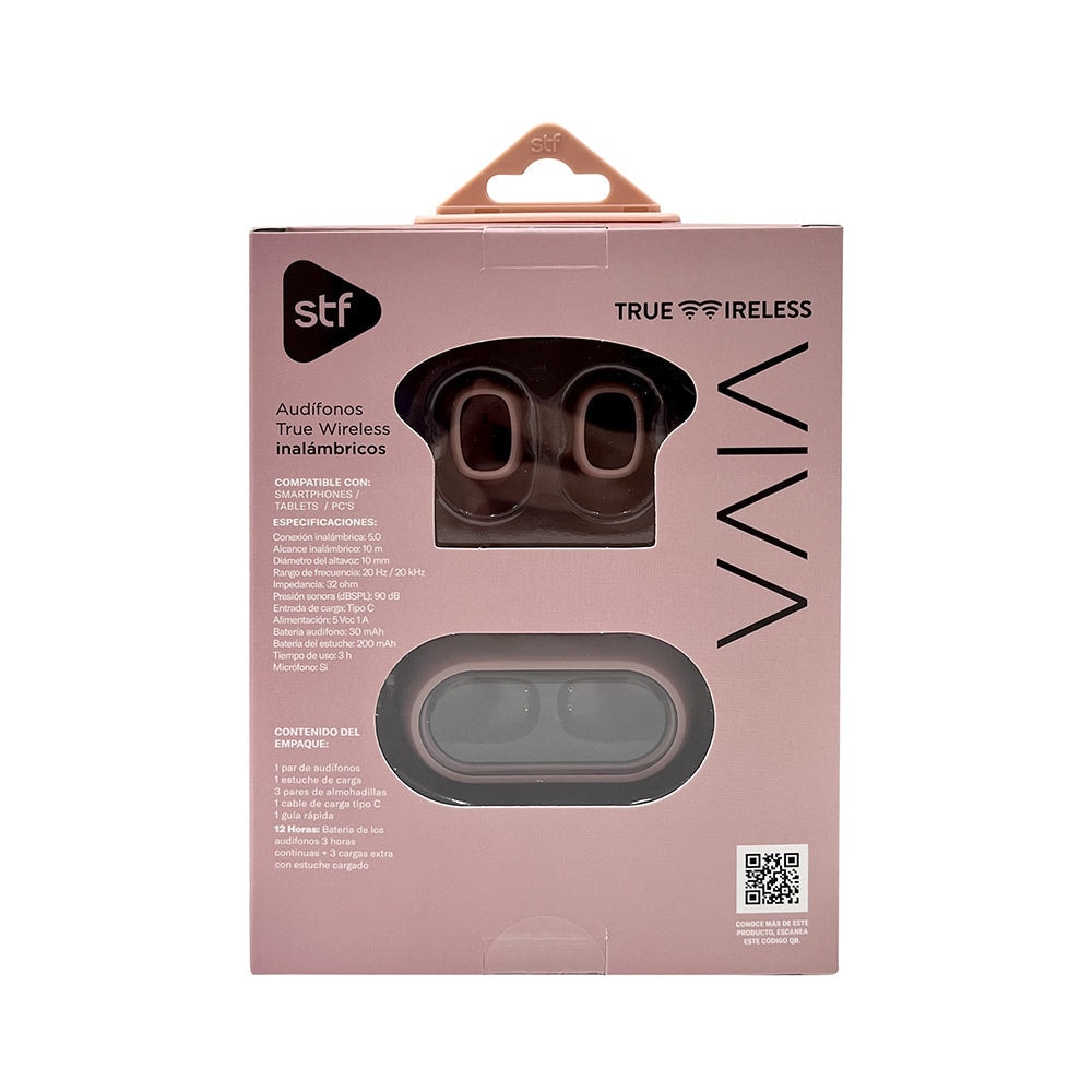 Audifonos Inalámbricos Tws Viva STF 12hrs Uso Rosa — imagen 8