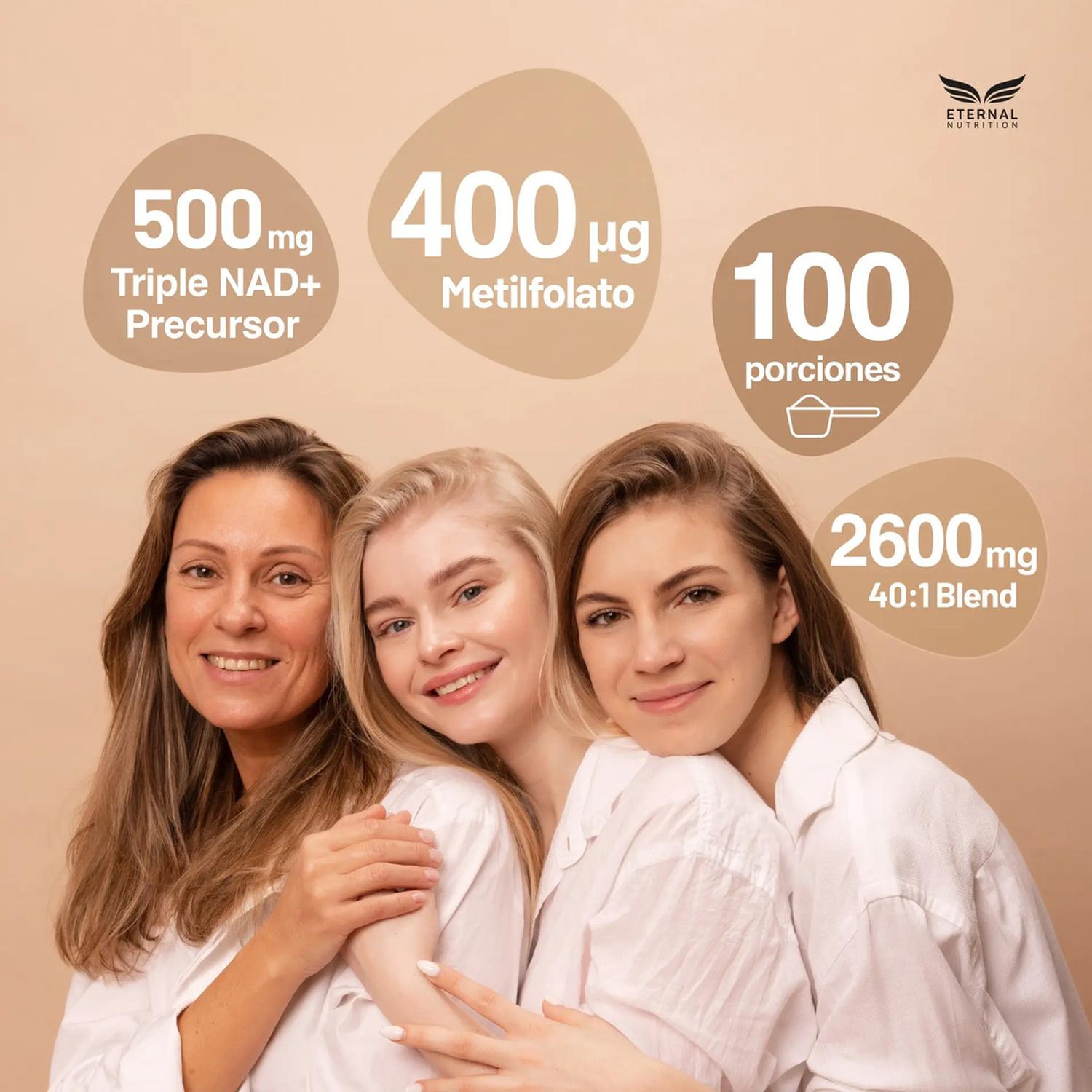 Inositol 40:1 Myo & D-Chiro con Precursores NAD+, NR + NMN + Folato + D3, 200 Porciones — imagen 5
