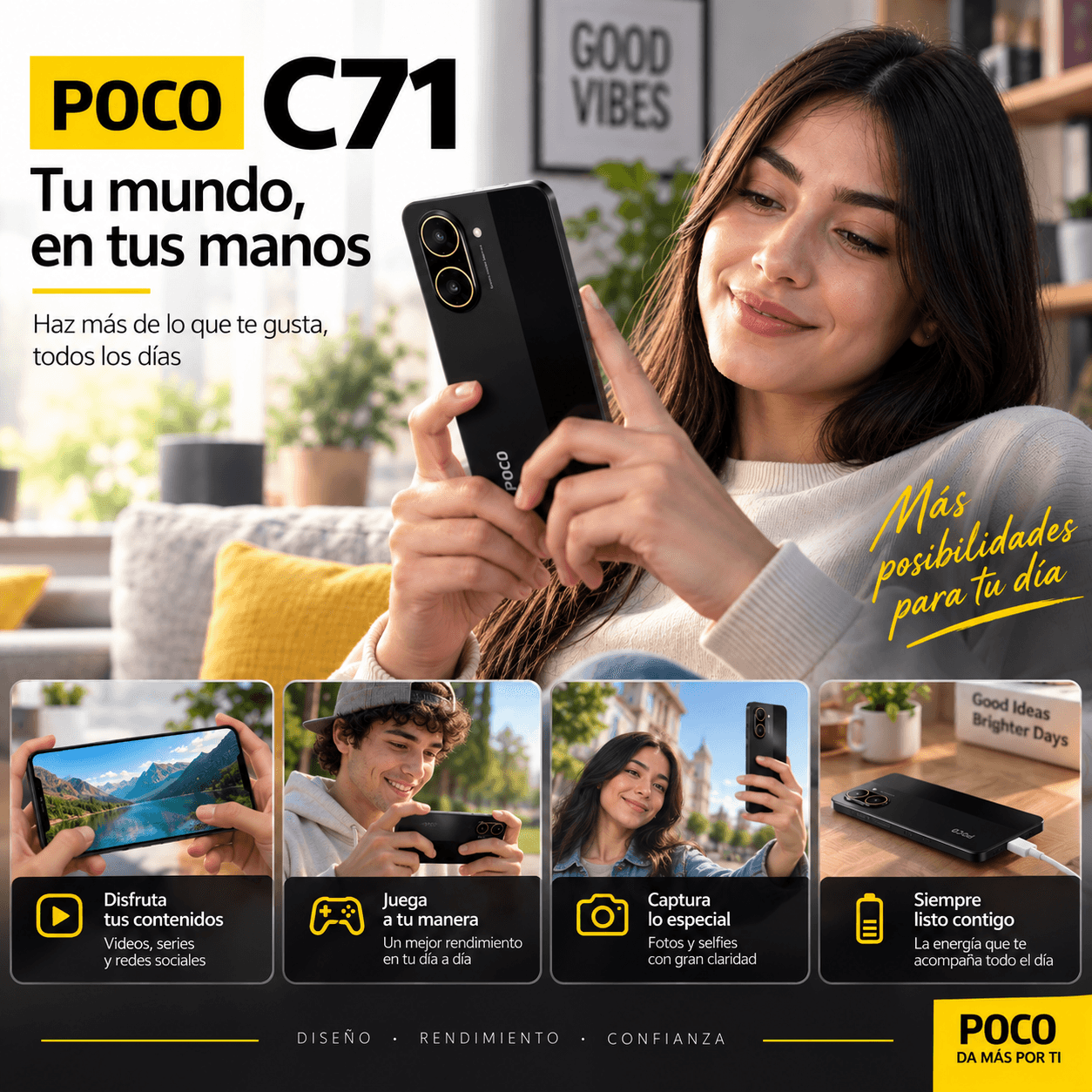 SMARTPHONE XIAOMI POCO C71 4/128 GB (NEGRO) + SMARWATCH HONOR CHOICE 2 EPIC AMOLED — imagen 9