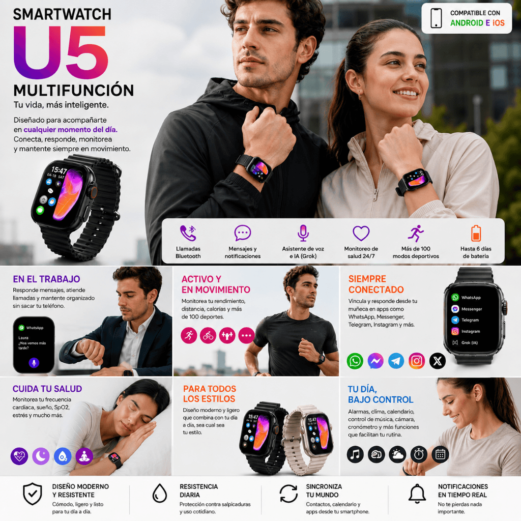 AUDIFONOS G-TIDE FUTURE POD (NEGRO) + SMARTWATCH MICROWEAR U5 — imagen 11