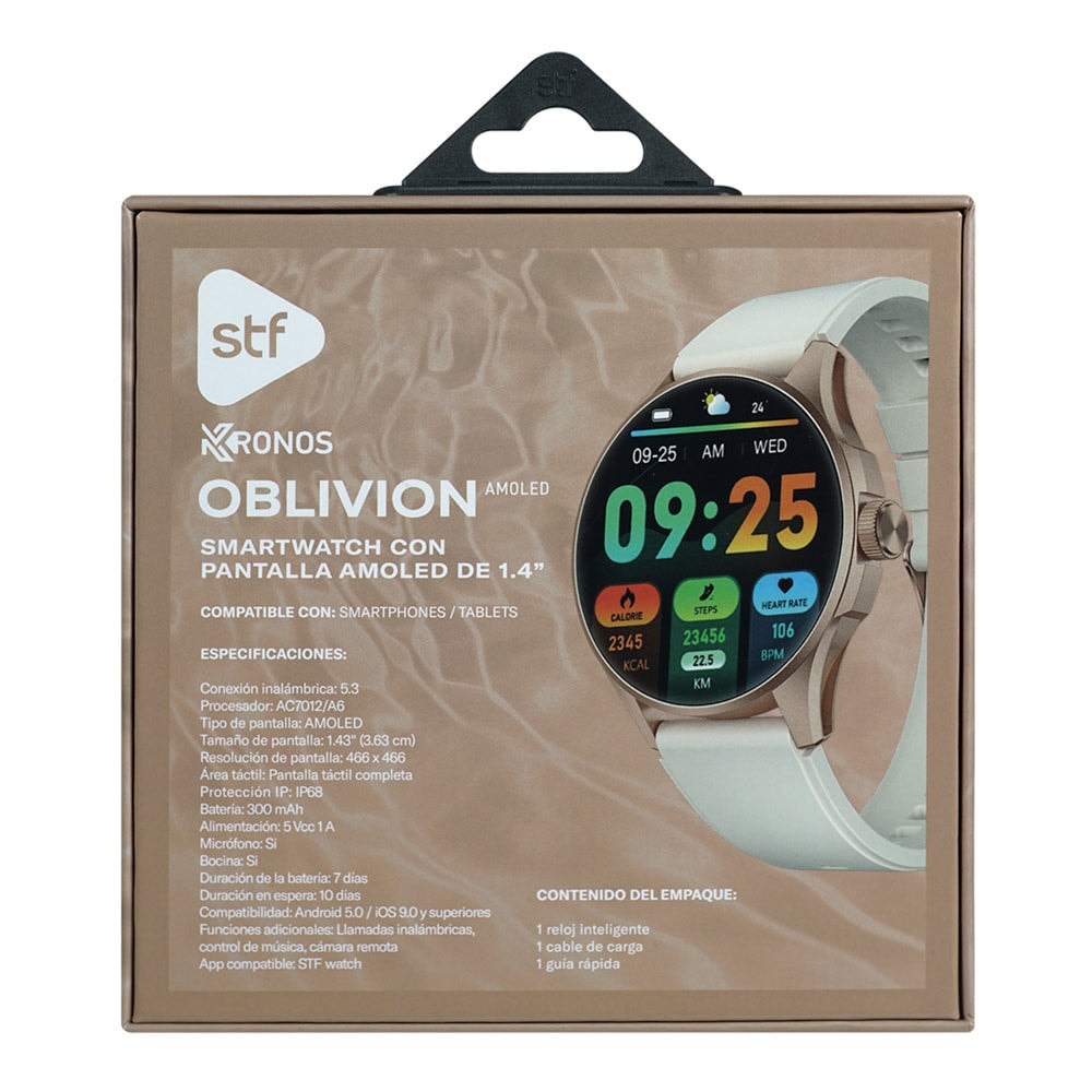 Smartwatch Reloj Kronos Oblivion STF Pantalla Amoled 1.43" Resistencia al agua IP68 Beige — imagen 13
