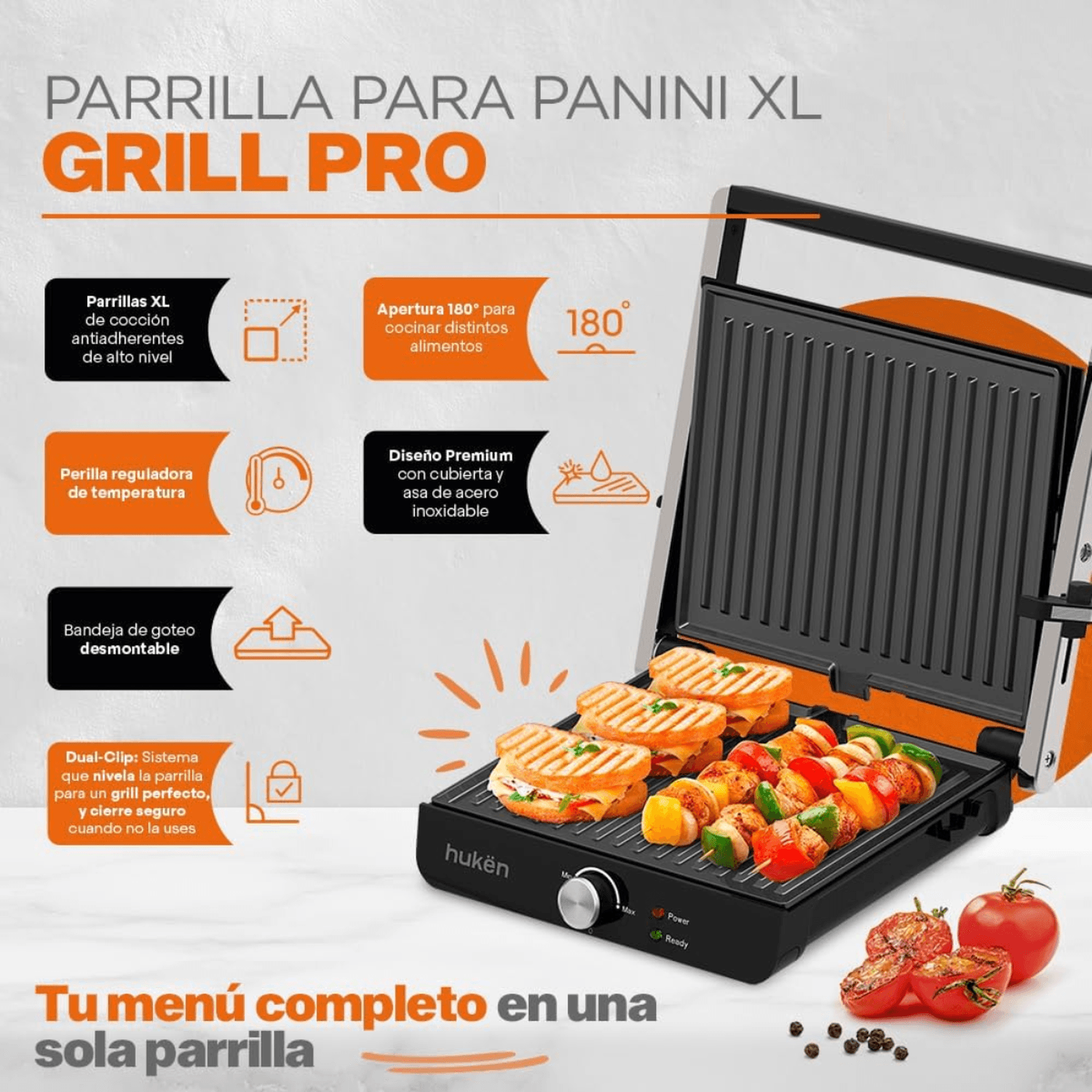 Parrilla Panini 4 Rebanadas Masterchef MK-PG-4V2 1200 W — imagen 3