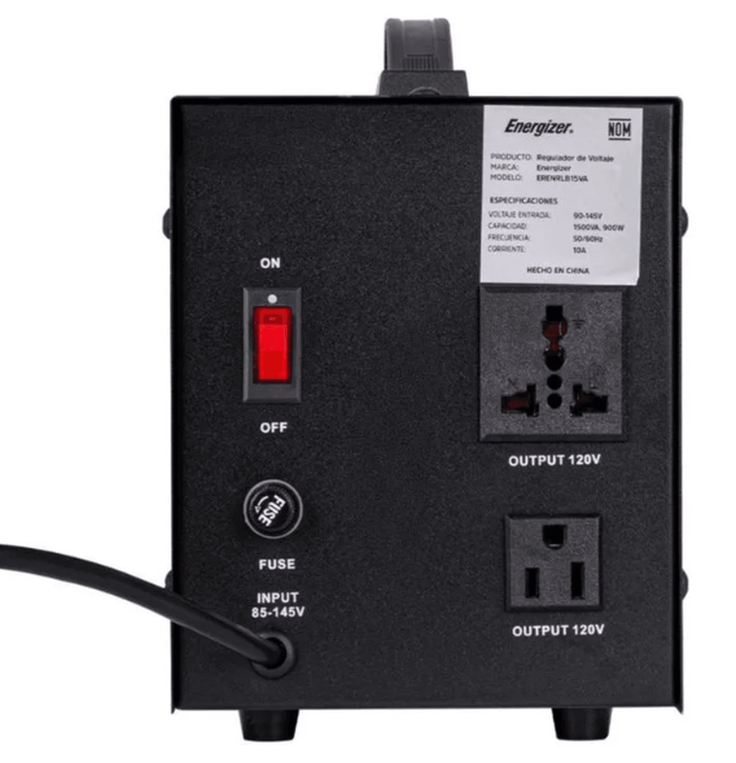 Regulador Voltaje Energizer 1500VA 900W 2 Contactos — imagen 3