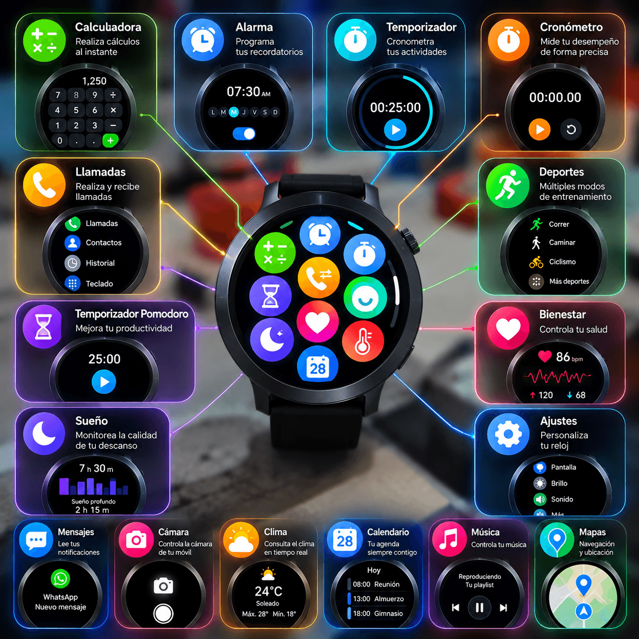 Smartwatch NEURIX AI Watch 3 con ChatGPT, WhatsApp, Llamadas Bluetooth y Funciones Deportivas — imagen 14