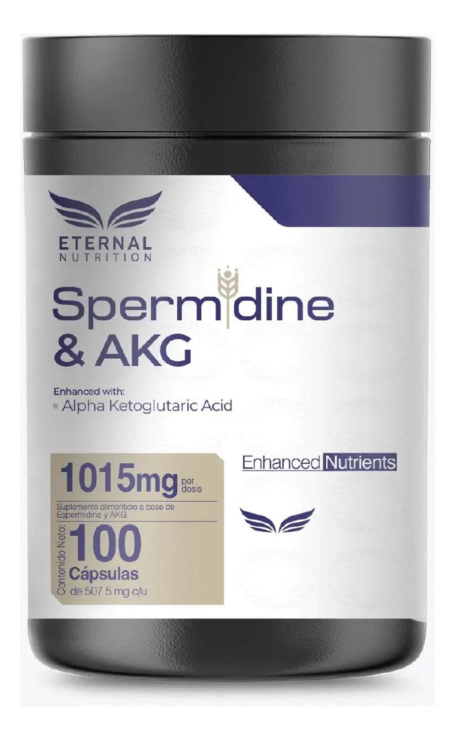 Essentials: Espermidina 99% + AKG, Ácido Alfa Cetoglutárico, para Autofagia Celular, 100 Cápsulas — imagen 1