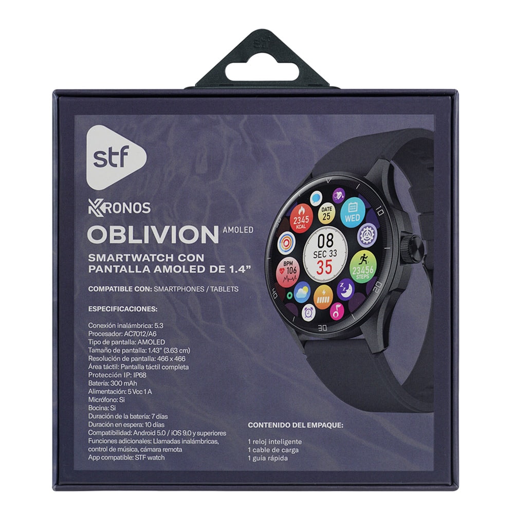 Smartwatch Reloj Kronos Oblivion STF Pantalla Amoled 1.43" Resistencia al agua IP68 Negro — imagen 11