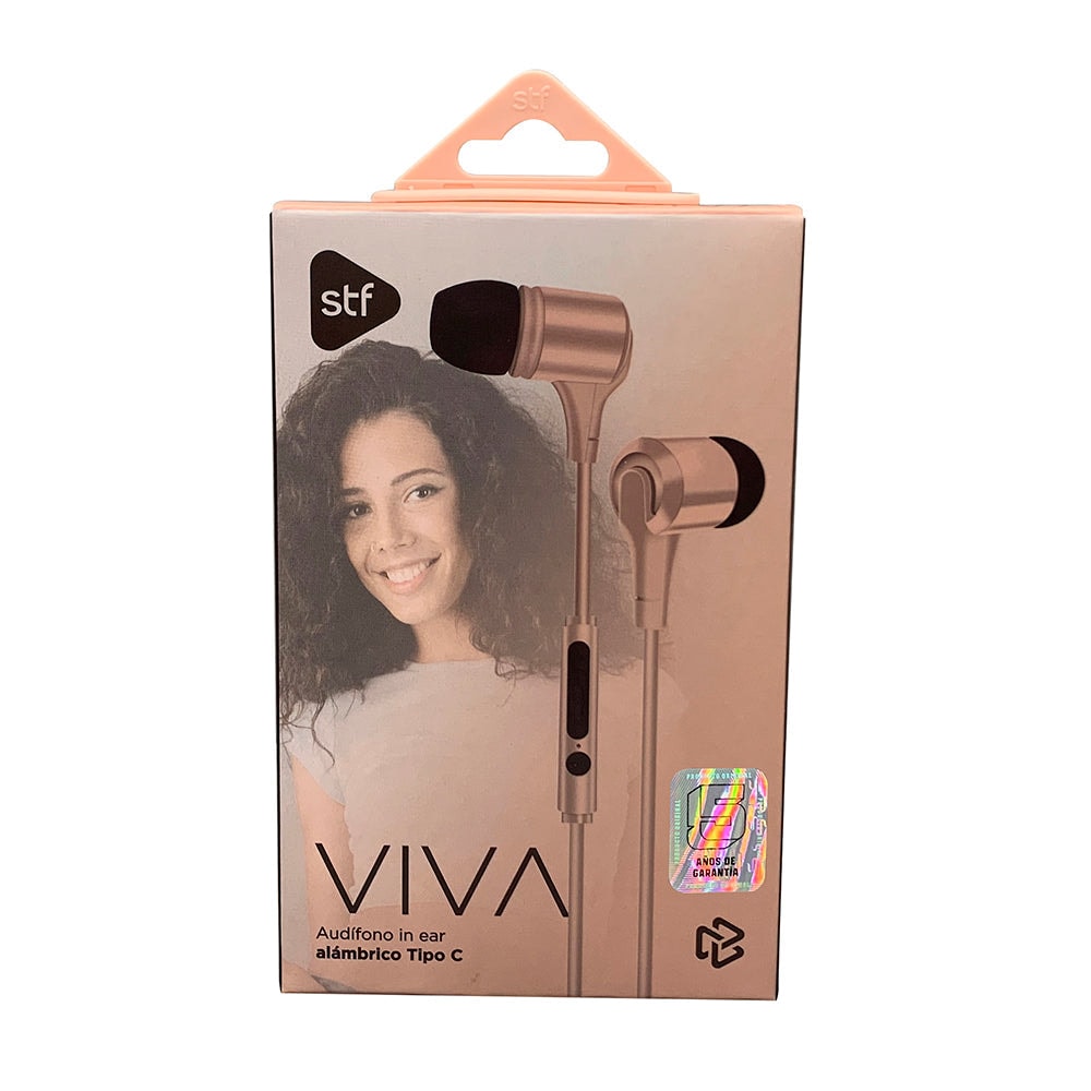 Audífonos alámbricos In-Ear STF VIVA: Tipo C, 10mm Rosa — imagen 4