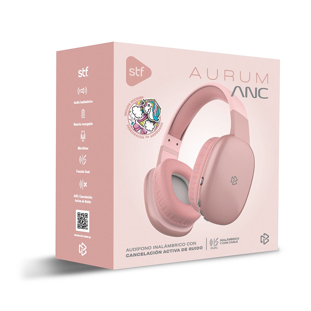 Audifonos Inalámbricos On Ear Aurum STF ANC 8hrs Uso Rosa — imagen 10