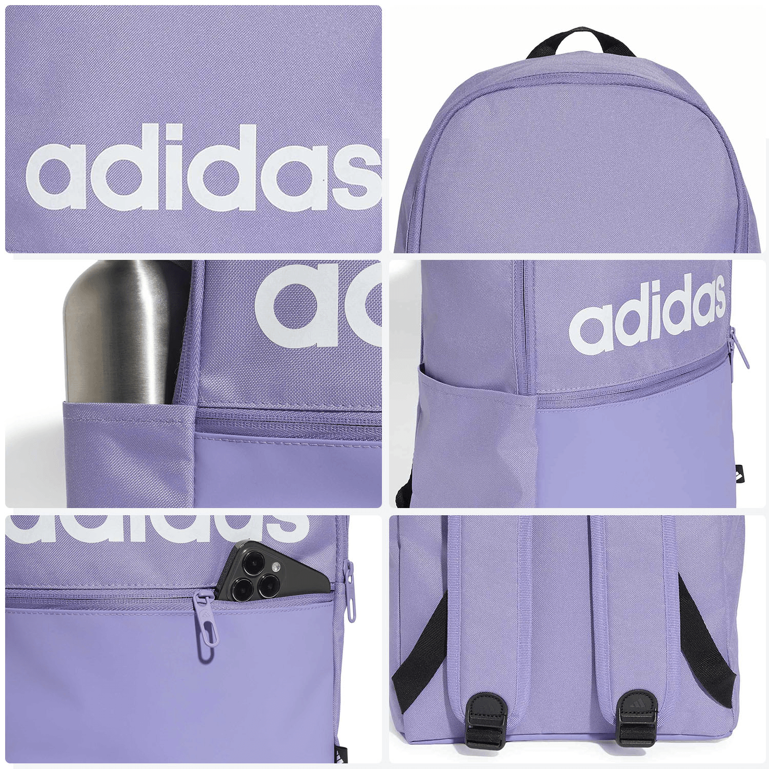 Mochila Adidas Classic Dama Lila Escolar Portalaptop Mujer 22L — imagen 9