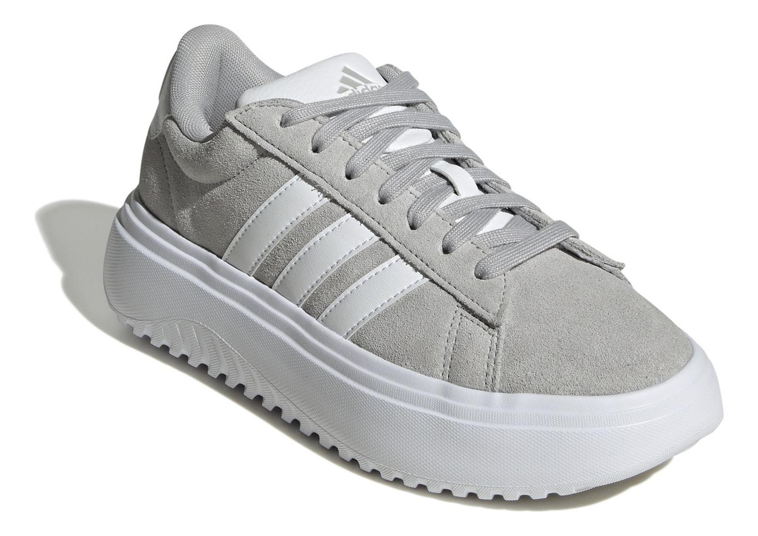 Tenis adidas Mujer Grand Court Plataforma Gris Con Blanco — imagen 3