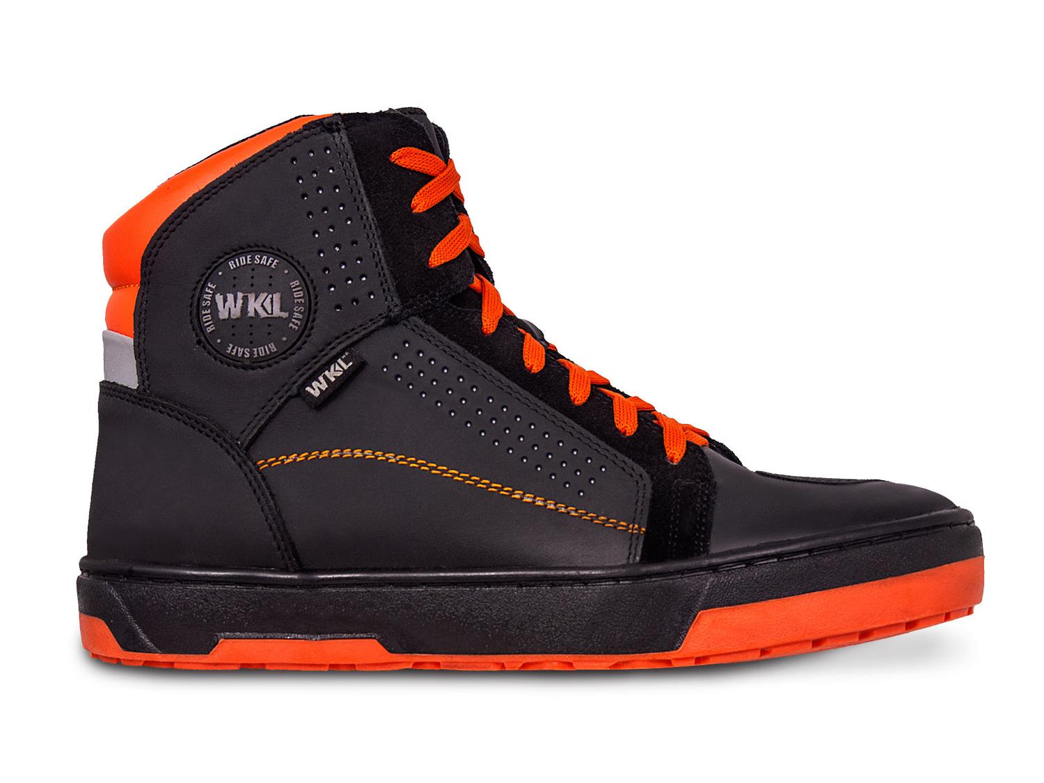 Tenis Motociclista Hombre Botin Moto Biker Wkl 80202 Ngo/Naranja — imagen 3