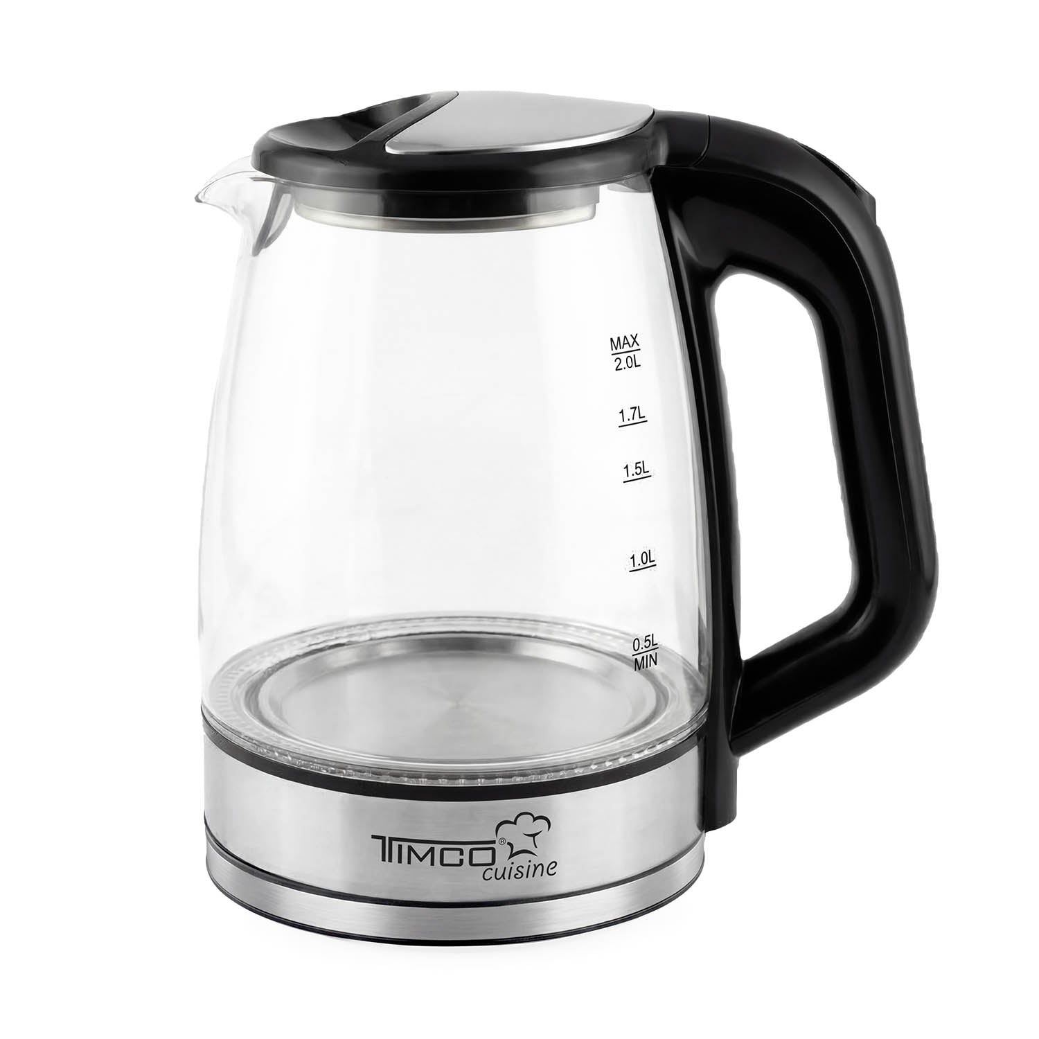 Tetera Electrica TIMCO JE901 Jarra de Vidrio Capacidad 2 L 1100W Potencia Apagado Automático — imagen 3