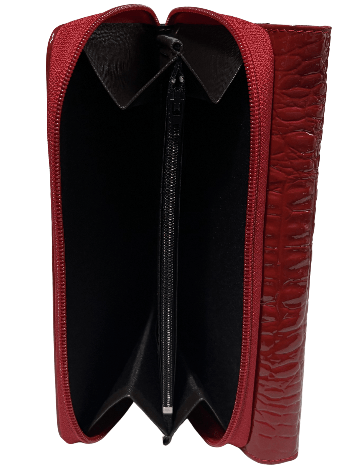 Cartera Larga Para Dama Roja Charol Grabado Cocodrilo IRAZU — imagen 8