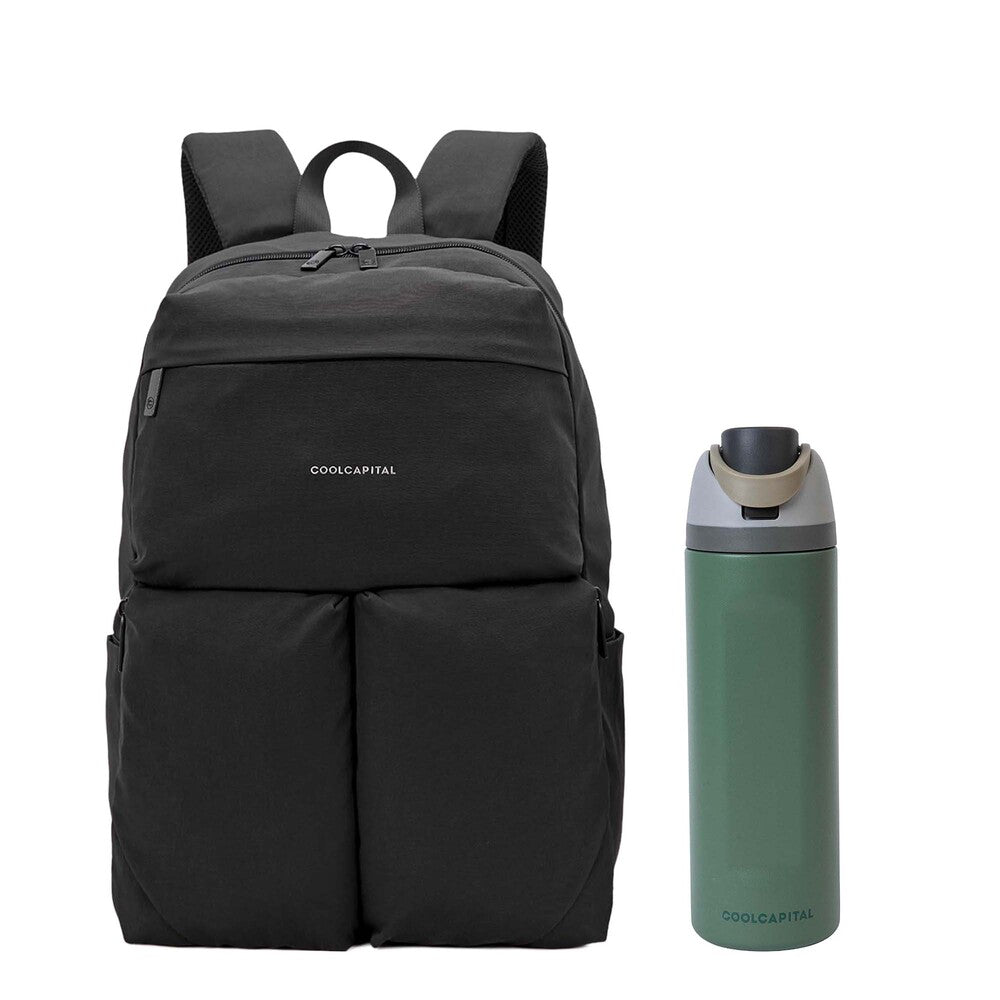 MOCHILA SEOUL Laptop 15” Cool Capital + TERMO 710 ml Combo Negro — imagen 2