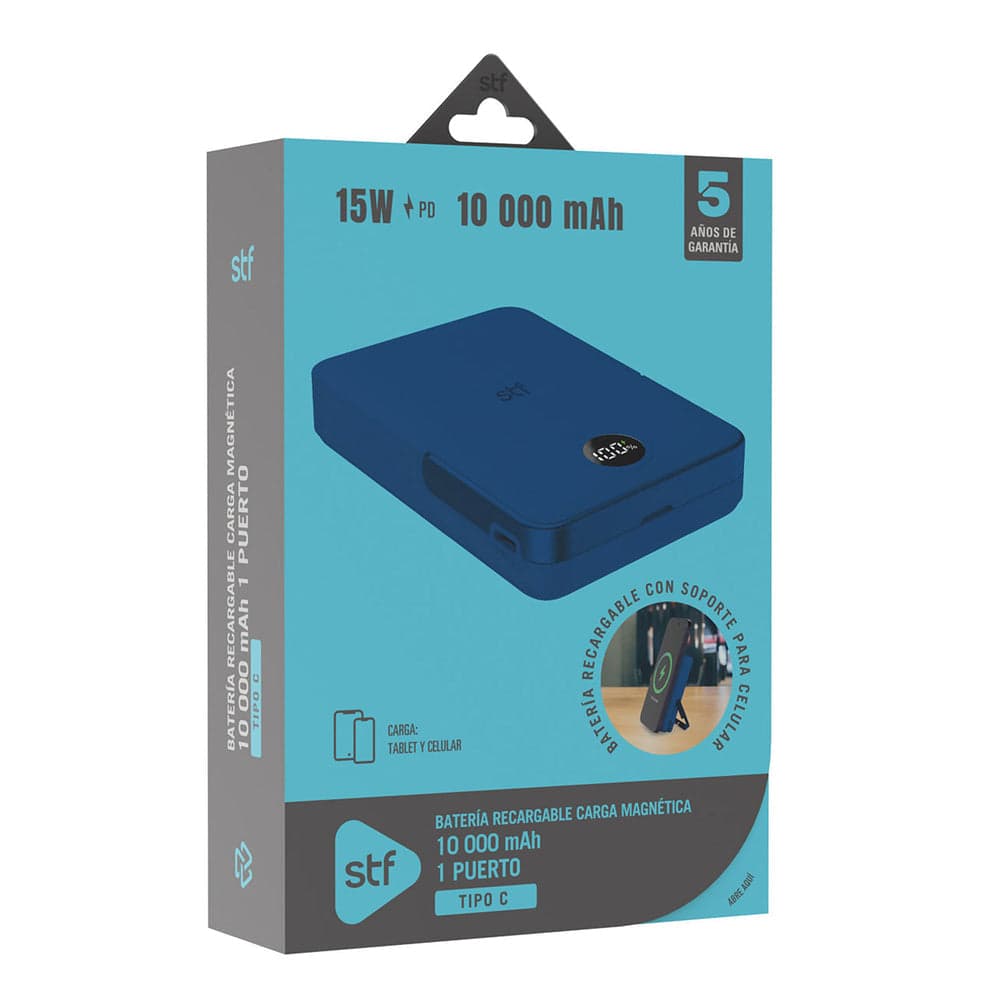 Batería Power Bank Portátil STF 10 000 mAh 20W Carga Magnética Azul — imagen 6