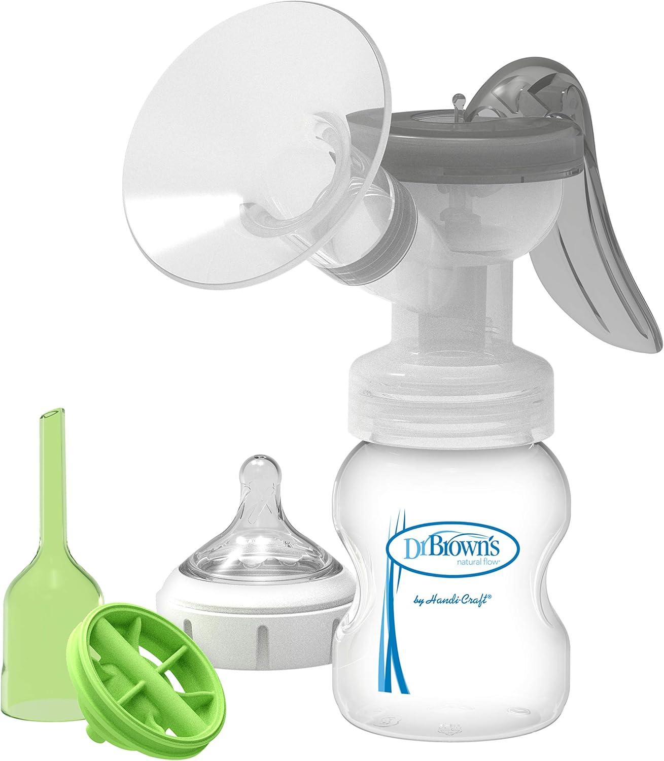 Extractor De Leche Materna Manual Dr Brown De Silicona Con Escudo Bf102 Con Biberón — imagen 3