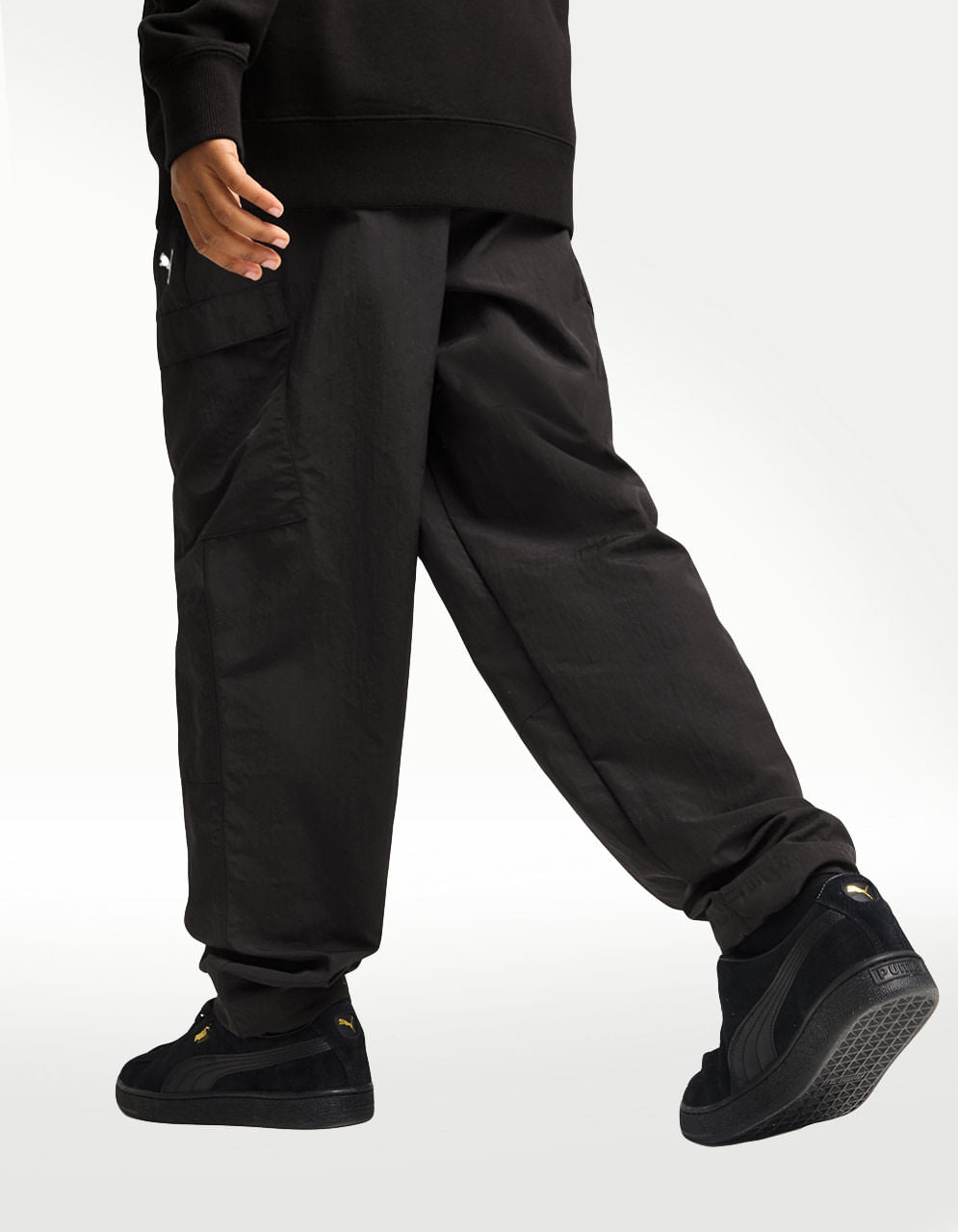 Pants Puma Wardrobe Ess Relaxed Cargo Negro - Niño — imagen 4