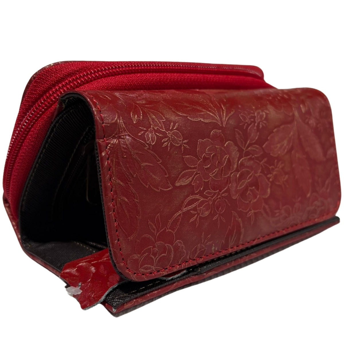 Cartera Dama Piel Legitima Genuina Ternera Grabada Pequeña Mini Cierr — imagen 4