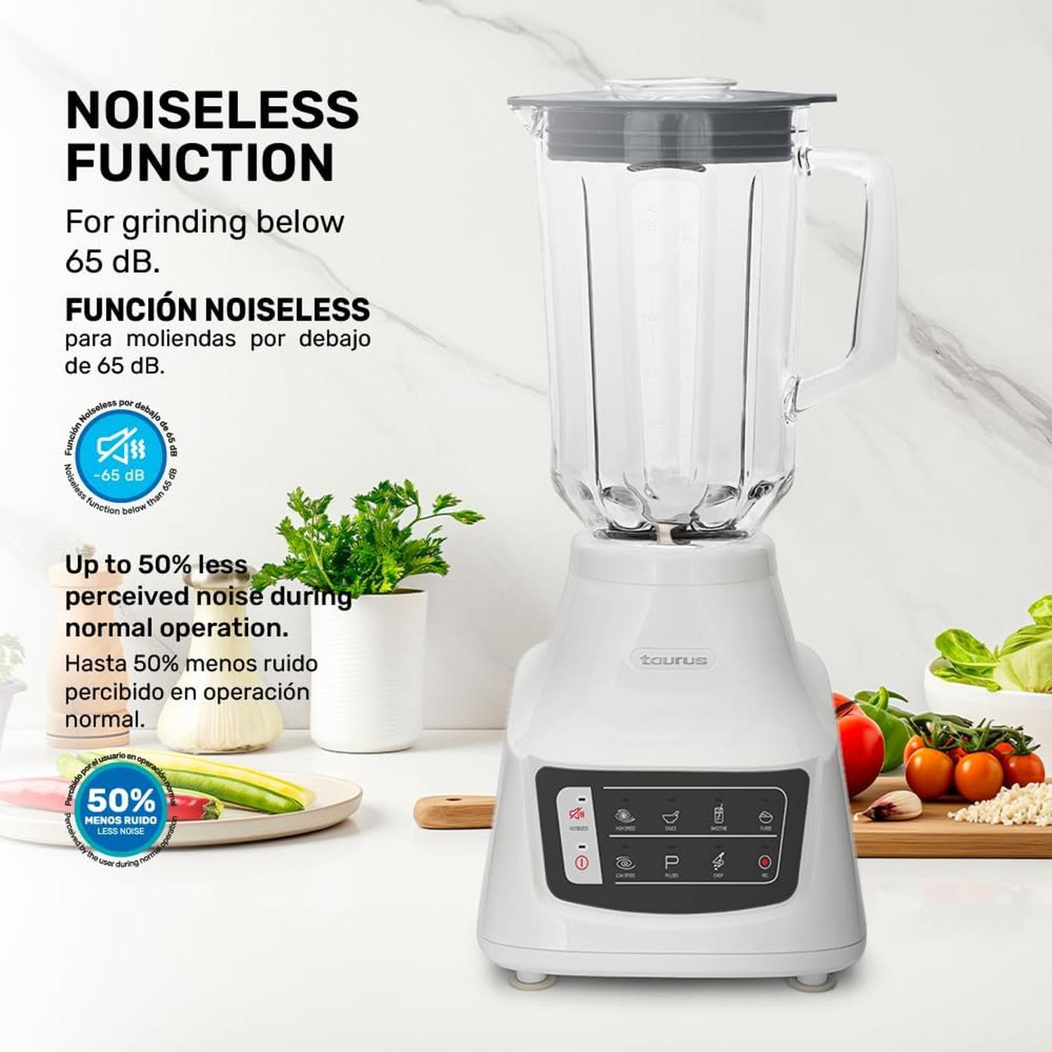 Licuadora Taurus Potenza Comfort Vaso de Vidrio 2.1 L 1000 W Blanca — imagen 3