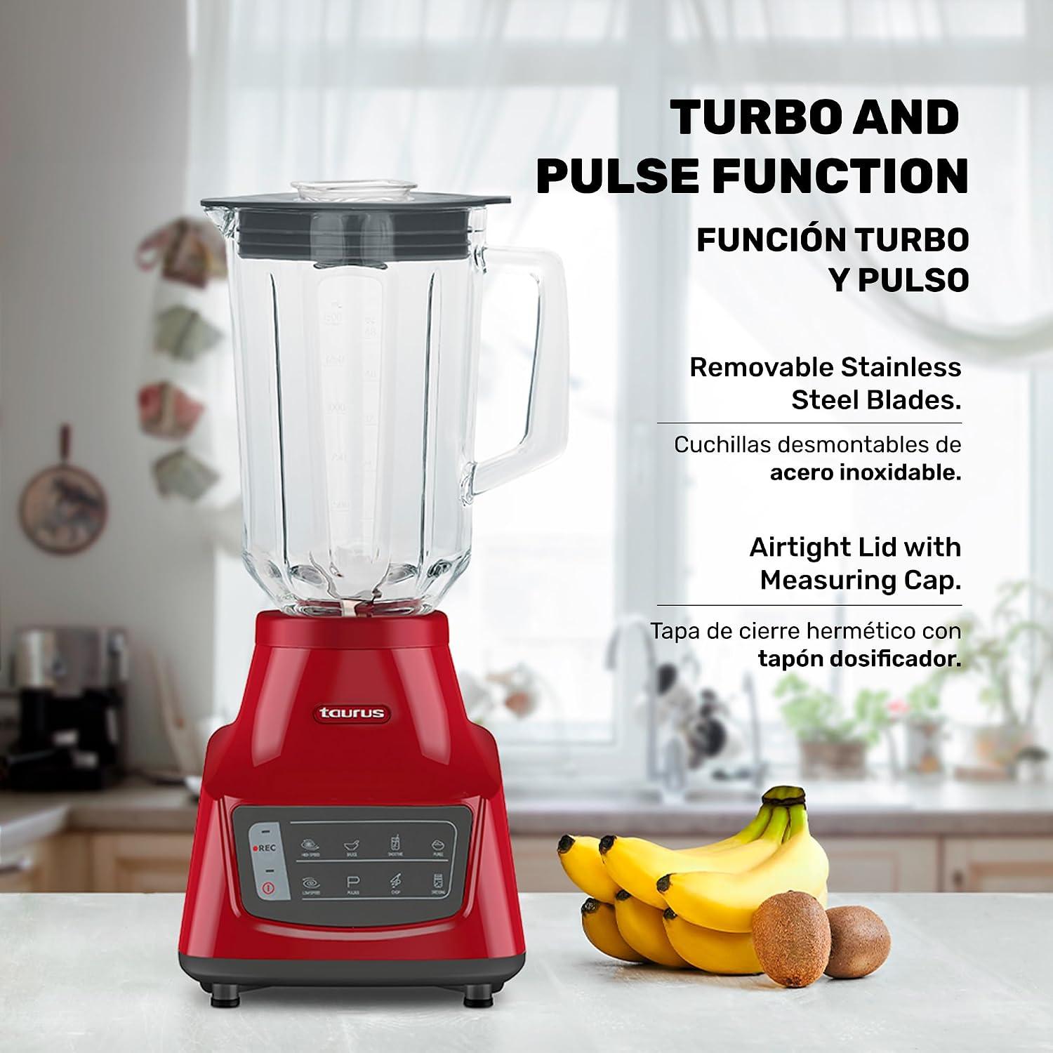 Licuadora Taurus Grandeur Touch REC 750W Jarra de Vidrio 2.1 L Roja — imagen 6