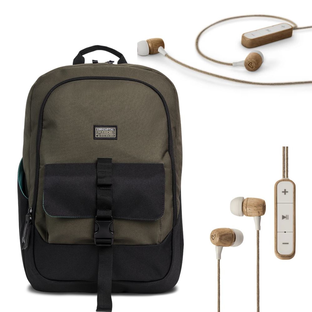 Combo Ecológico: Mochila materiales Reciclados + Audífono Inalámbrico In-ear Energy Sistem Eco — imagen 2