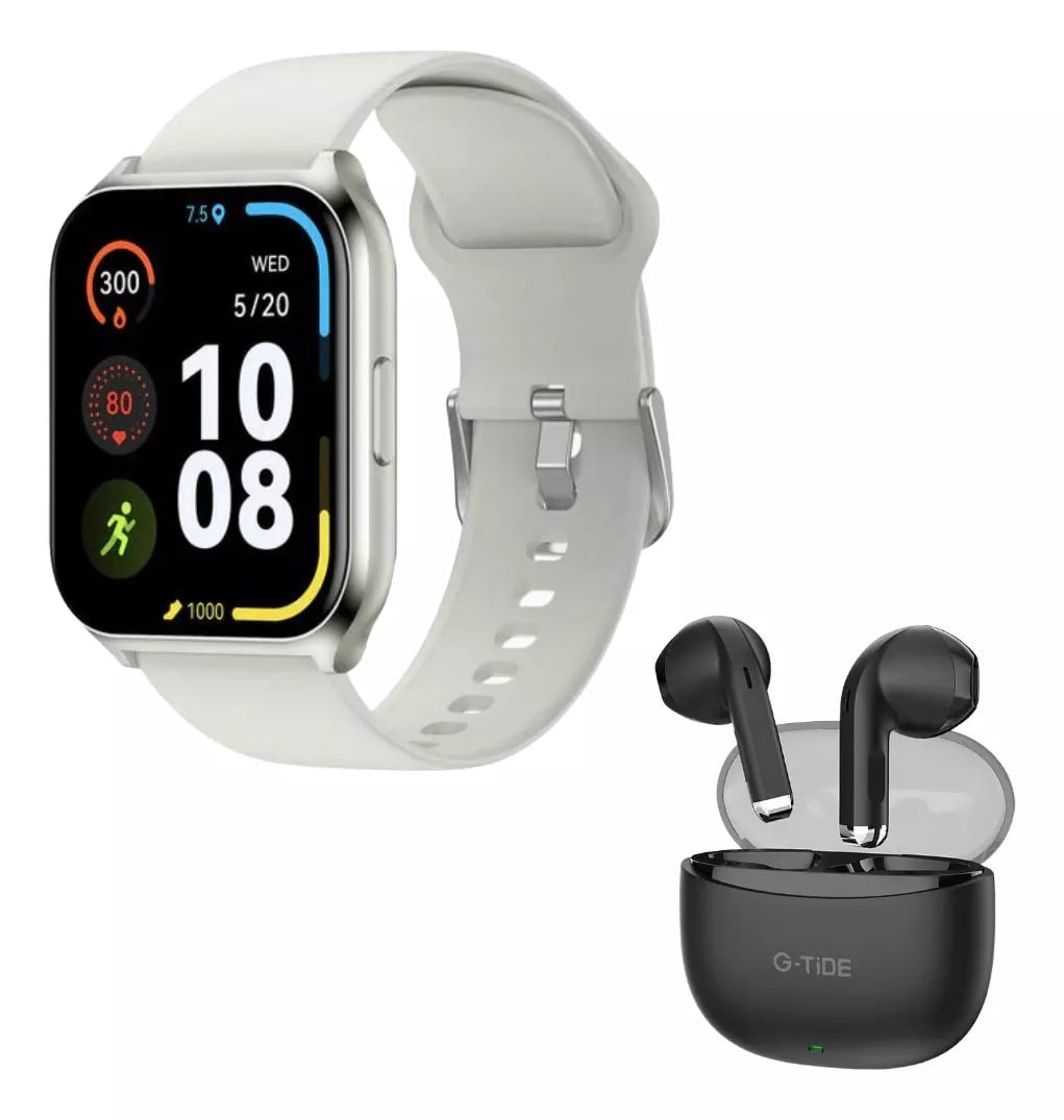 Smartwatch Llamadas Filwans Gts Mini + Audífonos G-tide Color Plata — imagen 2