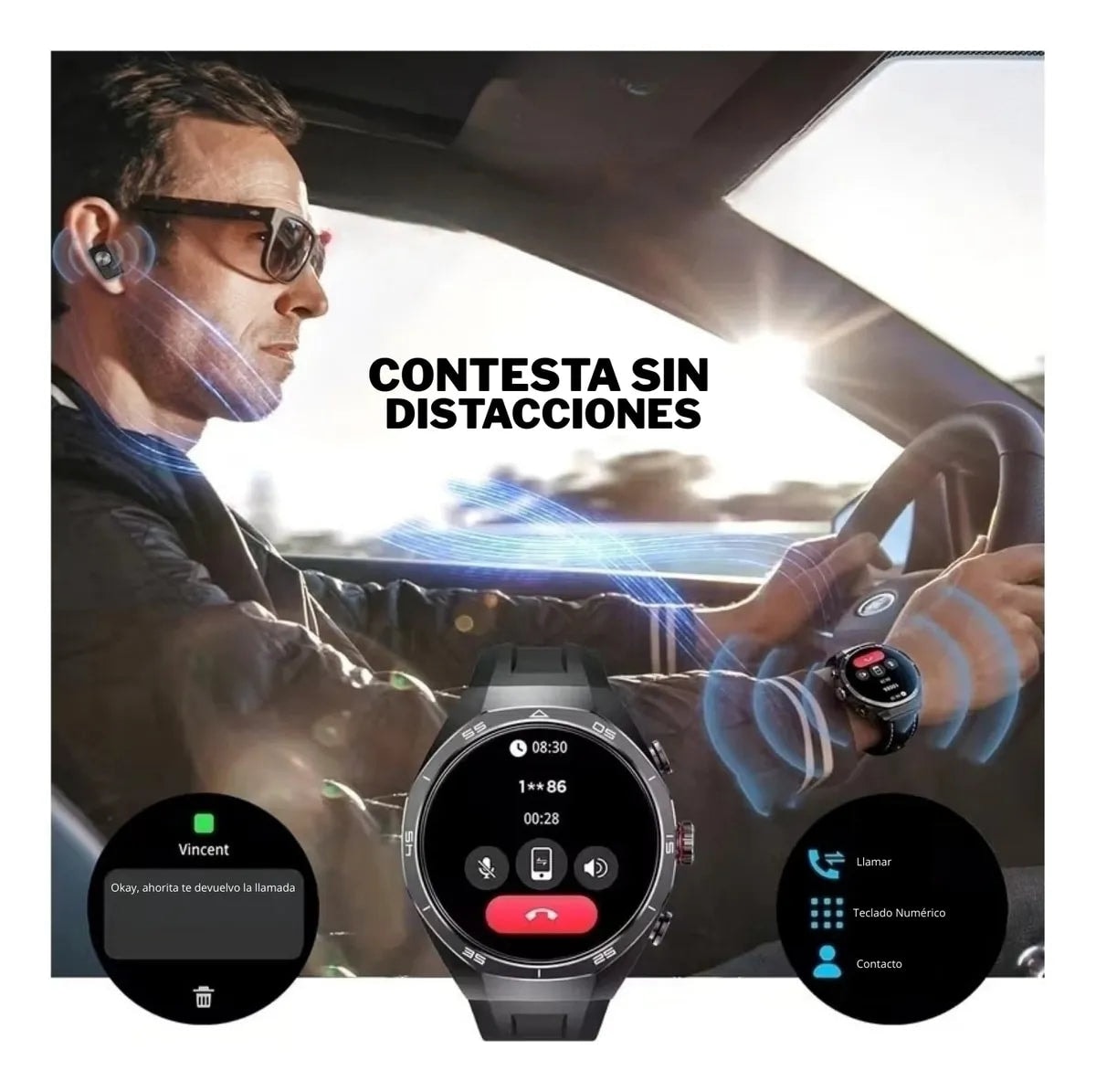 SmartWatch Gtide Series R9 Edge Inteligente Con Audífonos (Plateado) – Tecnología 2 en 1 — imagen 9