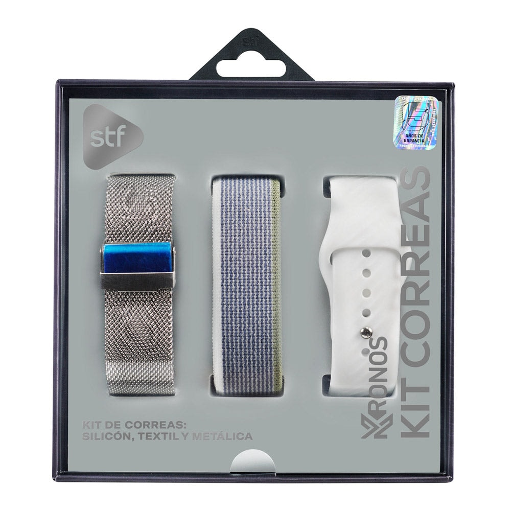 Kit Correas Smartwatch STF Kronos: textil, silicon y metálica 22mm — imagen 7