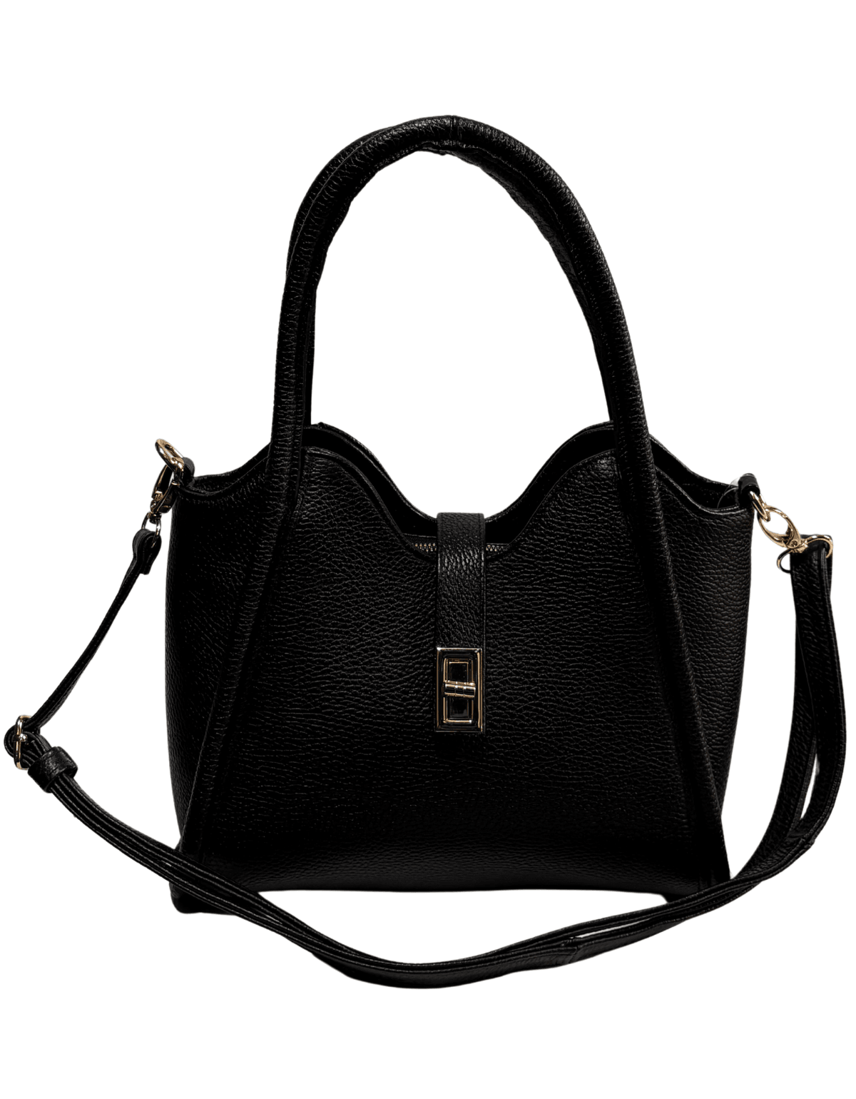 Bolsa De Mano Para Dama Frida De Piel Negra Con Broche — imagen 12