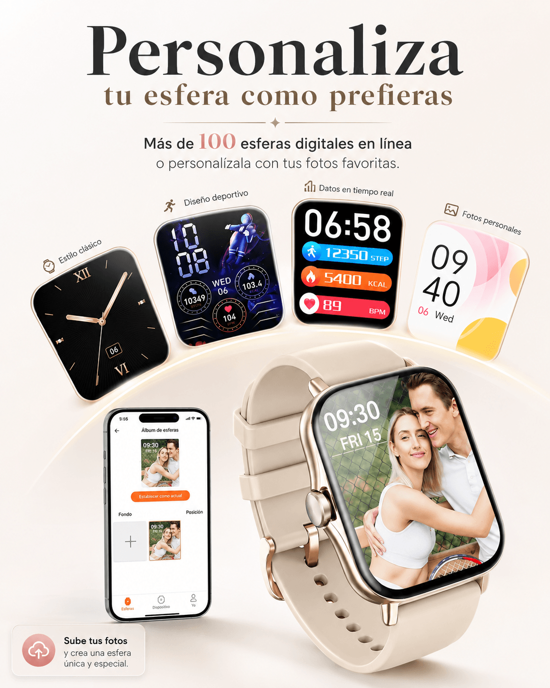 Combo Smartwatch Futurem FM13 + Audífonos 2 en 1 HH More T55 Pro & Mini — imagen 4