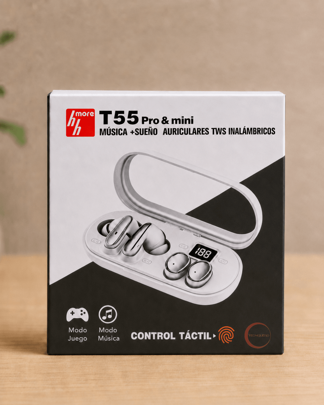 Audífonos 2 en 1 HH More T55 Pro & Mini TWS Inalámbricos Bluetooth con Control Táctil — imagen 4