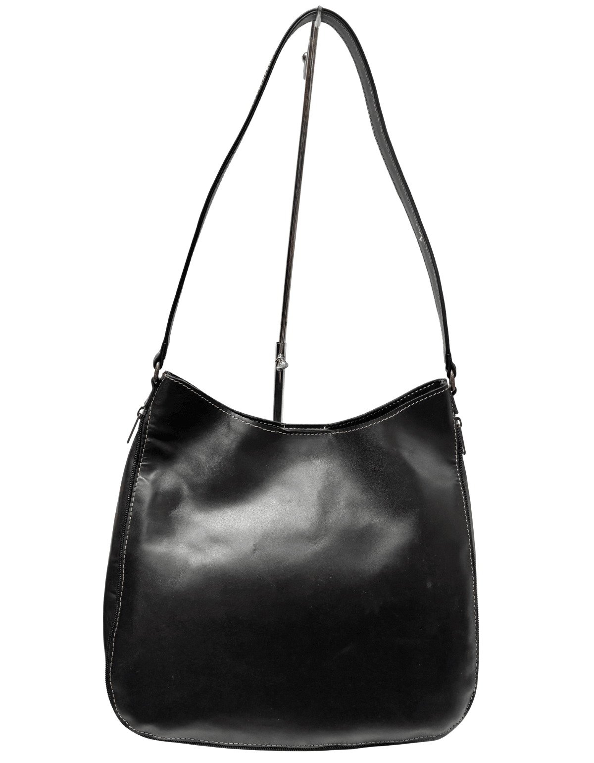 Bolsa De Hombro Negra Con Textura Tipo Exotico Cassandra — imagen 6