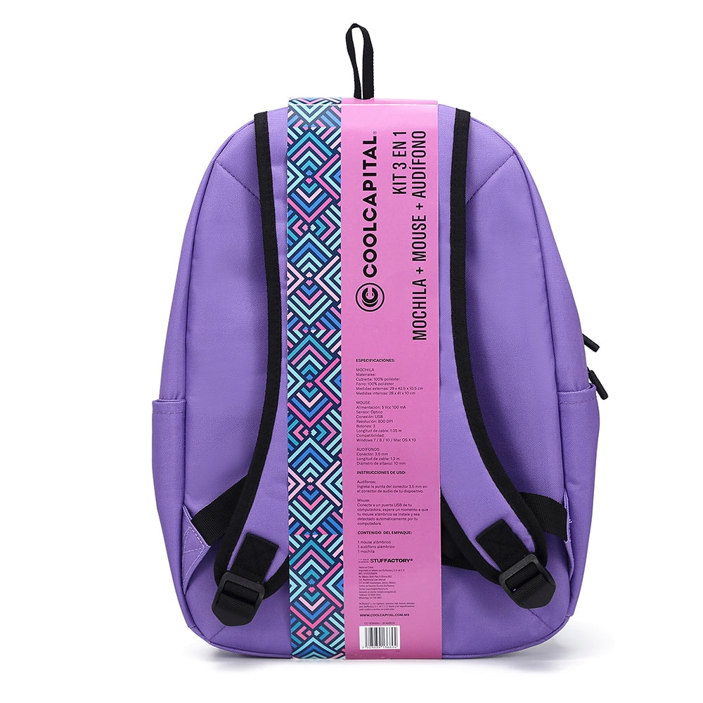Mochila para laptop + mouse alámbrico Cool Capital Rombos 15" pulgadas combo — imagen 11