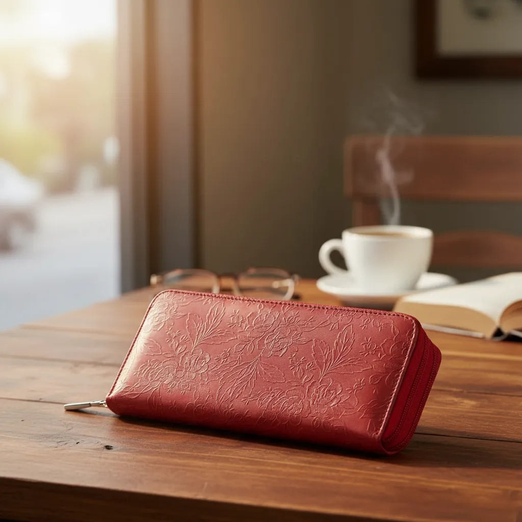 Cartera De Dama Piel Legitima Genuina Grabada 2 Cierres — imagen 11