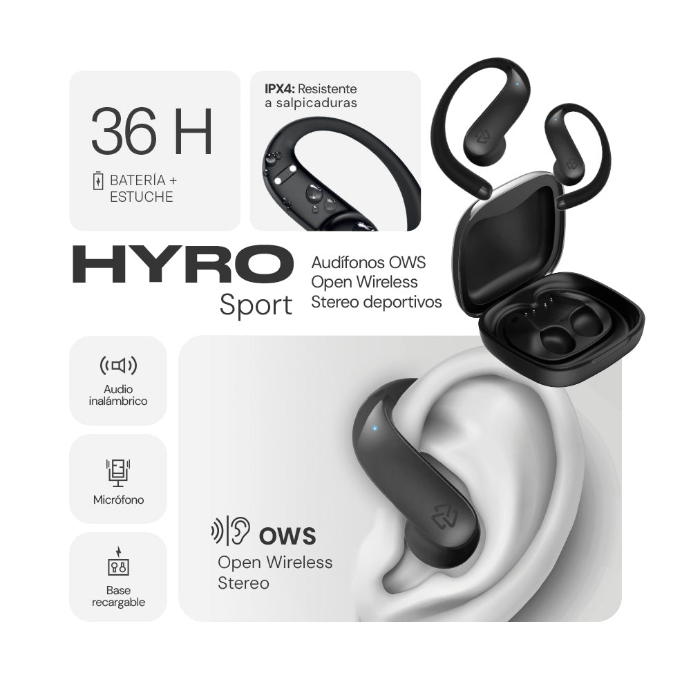 Audifonos Inalambricos Ows HYRO Sport STF 36hrs Uso ENC Protección IPX4 — imagen 8