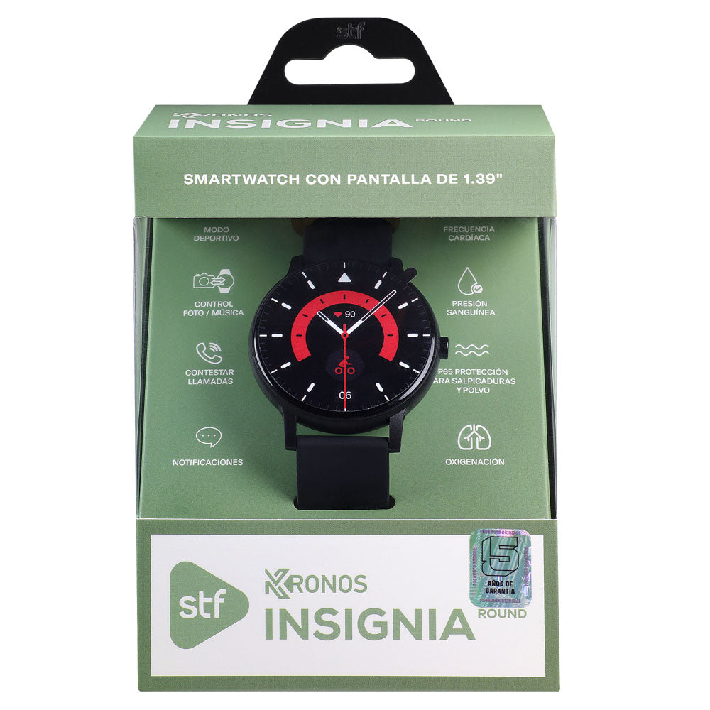 Smartwatch Reloj Kronos Insignia Round STF Pantalla 1.3" Resistencia al agua IP65 Negro — imagen 4