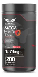 Mega Men's Testo: Tongkat Ali + Maca Negra + Creatina + Zinc + Fadogia, Fuerza+Energía, 200 Cápsulas