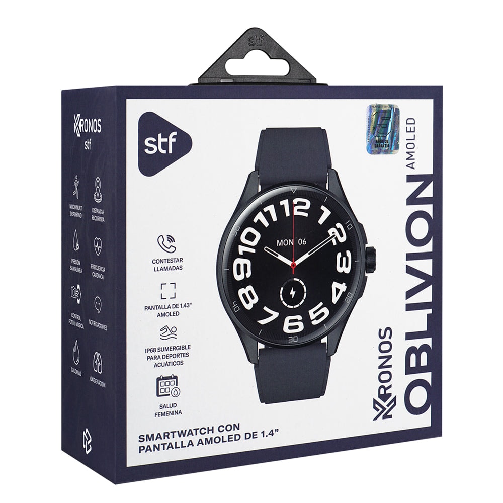 Smartwatch Reloj Kronos Oblivion STF Pantalla Amoled 1.43" Resistencia al agua IP68 Negro — imagen 13