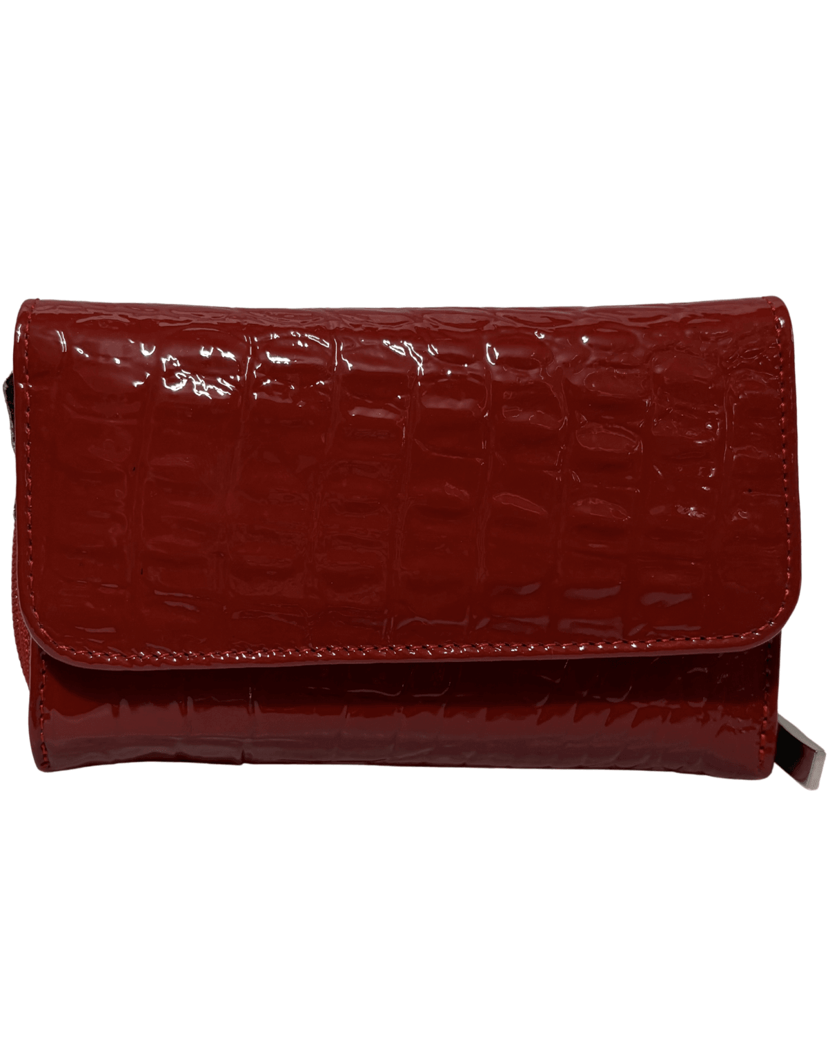 Cartera Para Dama De Charol Roja Grabado Tipo Cocodrilo mini con cierre — imagen 7