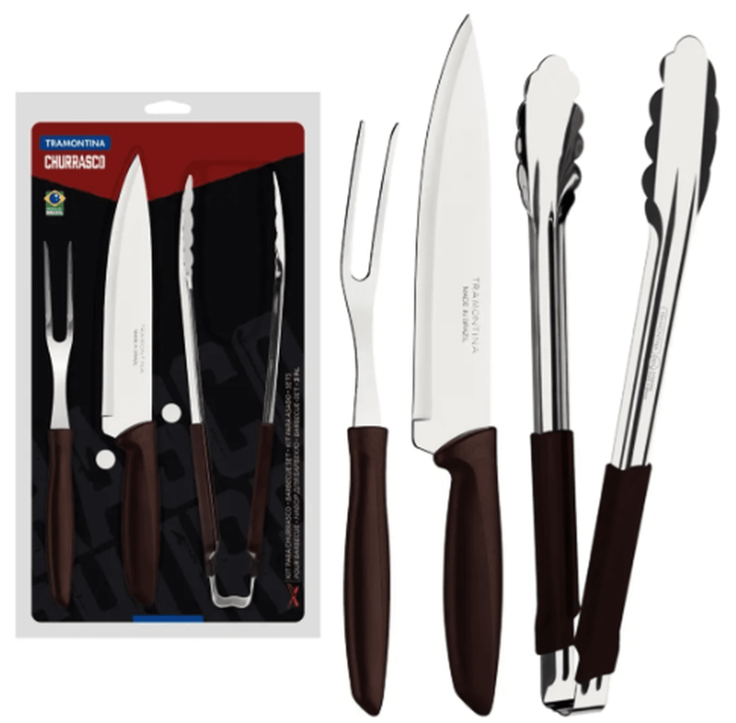 Juego Asado Tramontina 3pzs Acero Inox Negro — imagen 3