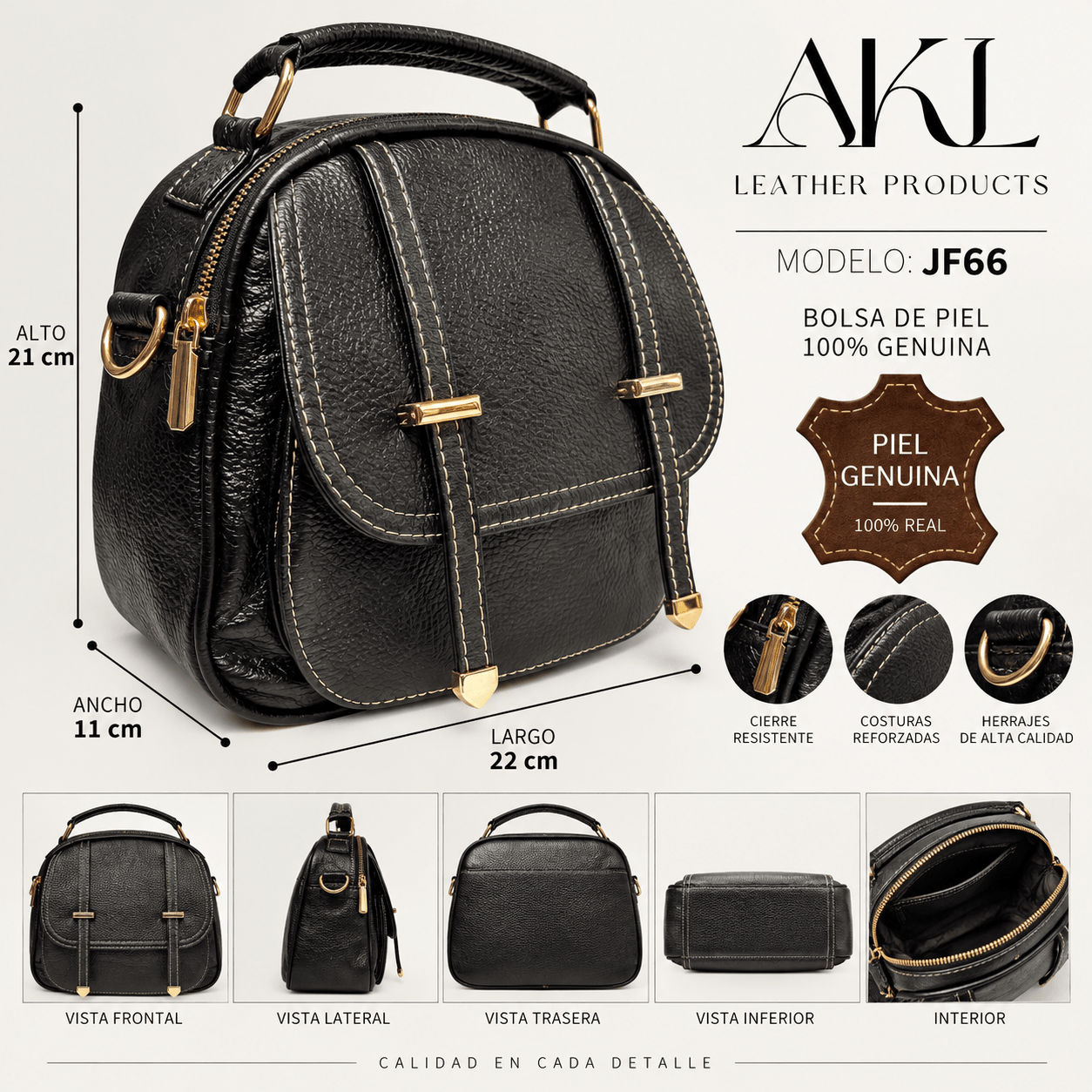 Bolsa Crossbody Mochila Para Mujer Jf66 Piel Legitima Original — imagen 2