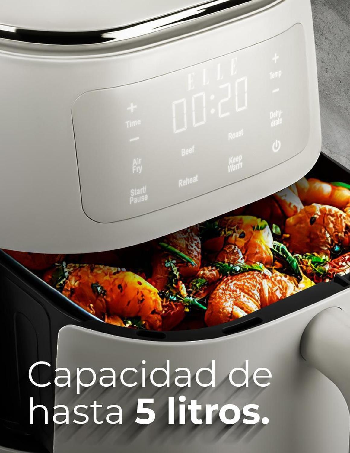 Freidora de Aire Digital Elle 5 L Blanca con Pantalla Táctil 1500 W — imagen 5