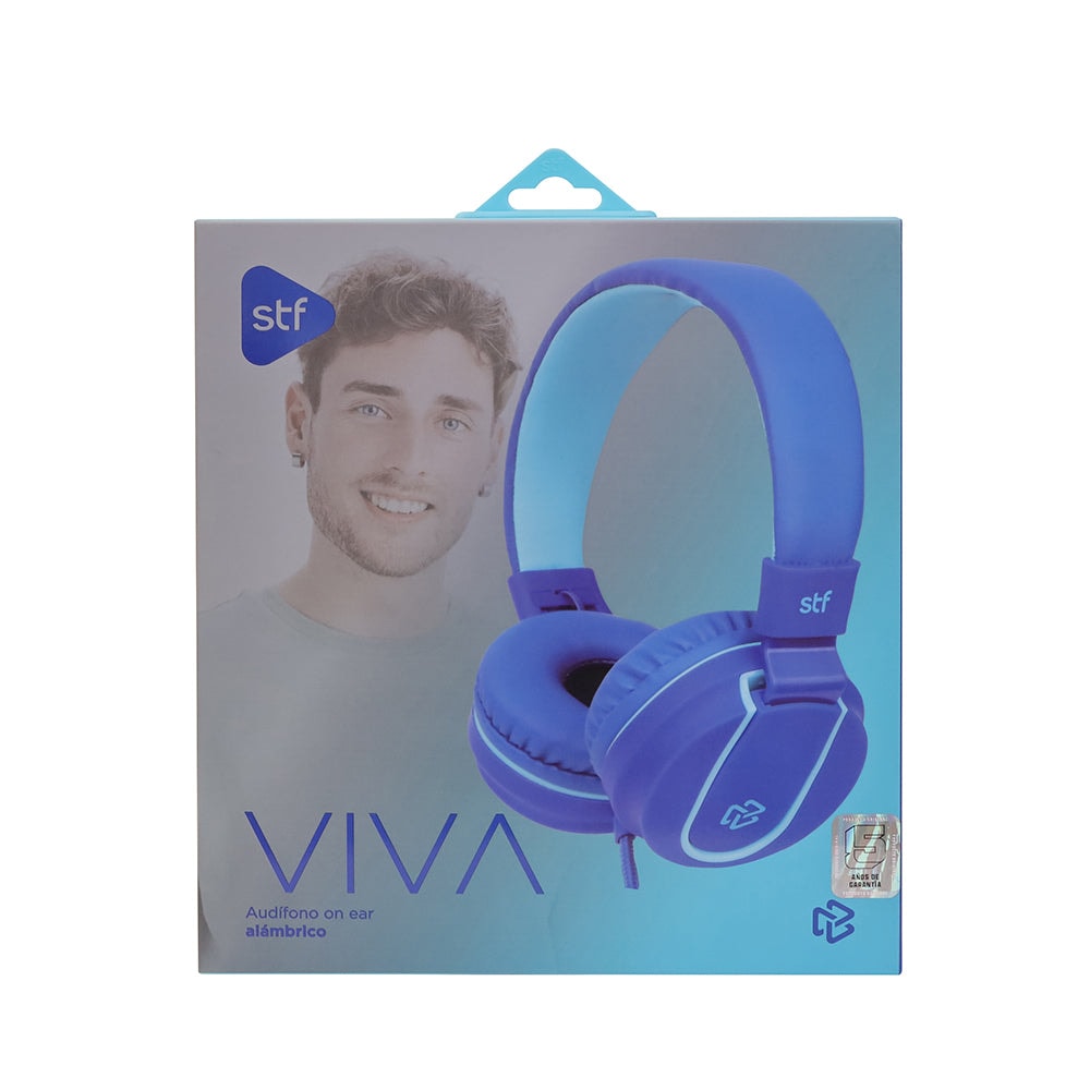 Audifonos Alámbricos On Ear Viva STF 8hrs Uso Azul — imagen 6