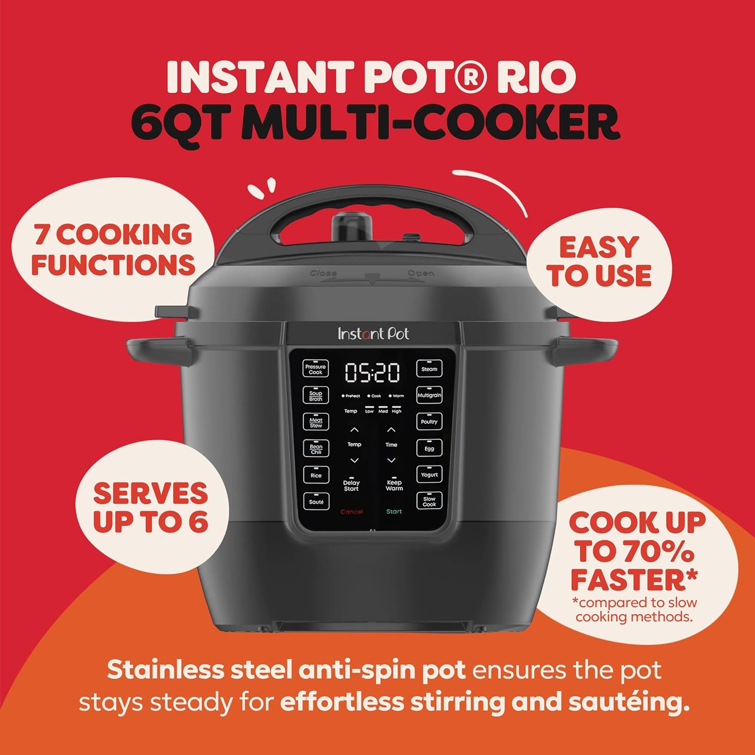Instant Pot RIO negro Gourmet 9 en 1 (NEGRO) — imagen 4