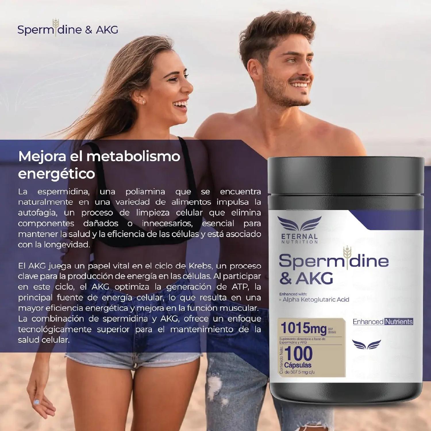Essentials: Espermidina 99% + AKG, Ácido Alfa Cetoglutárico, para Autofagia Celular, 100 Cápsulas — imagen 6