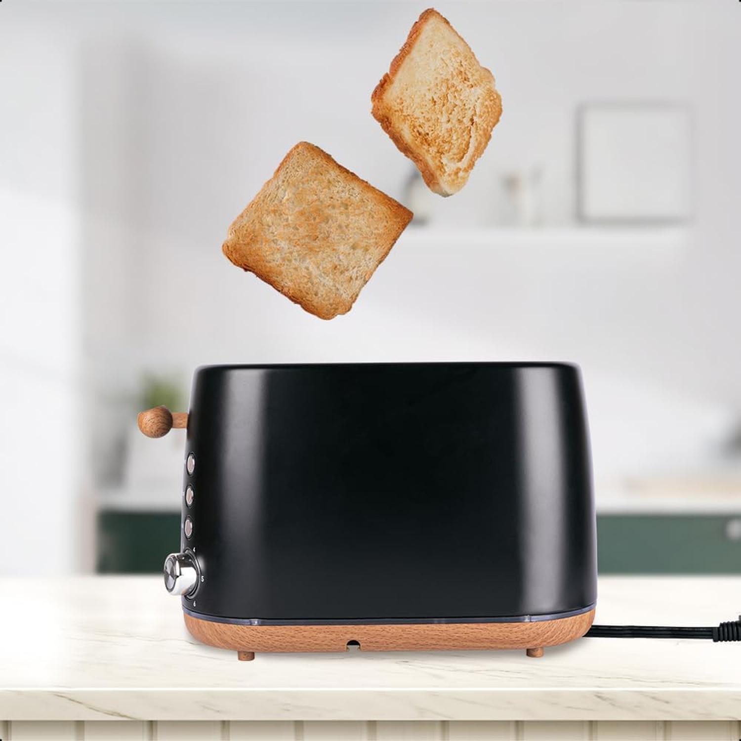 Tostador Daewoo 750W Negro Diseño Madera 2 Rebanadas — imagen 6