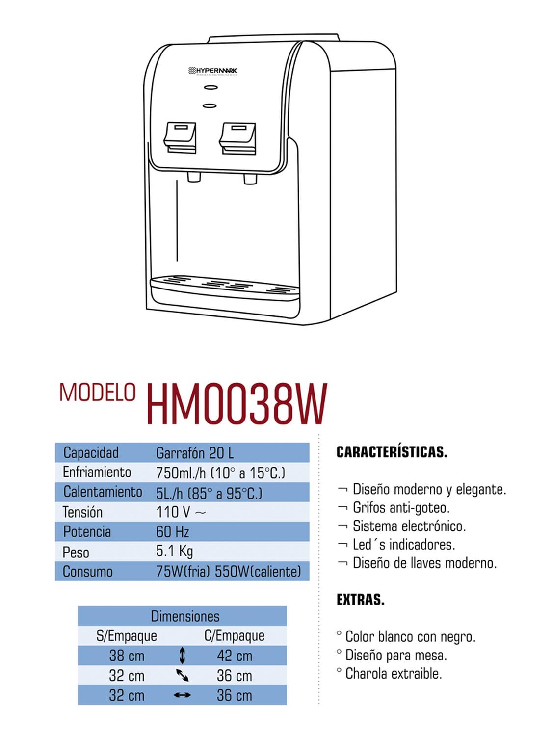 Dispensador De Agua Hypermark Springwater Hm0038w 2 Llaves — imagen 4