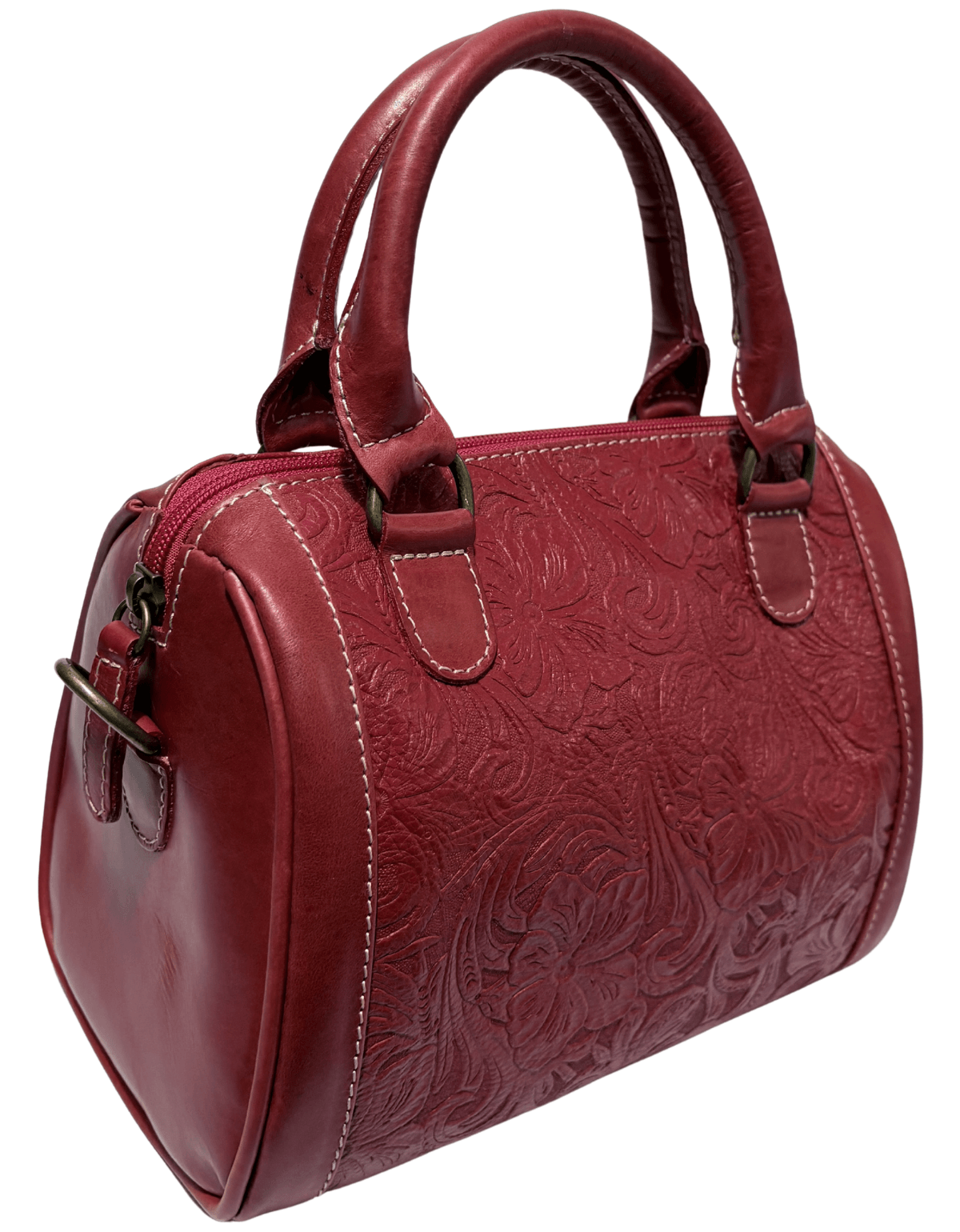 Bolsa Tipo Baúl Mini De Piel Legitima Grabada Dama Asa Adicional — imagen 4