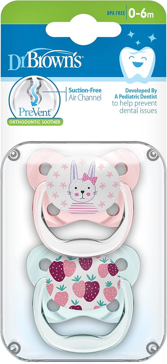 2 Chupones Para Bebé Dr Browns Prevent Etapa 1 0-6 M Color Rosa Período De Edad 0 A 6 Meses — imagen 3